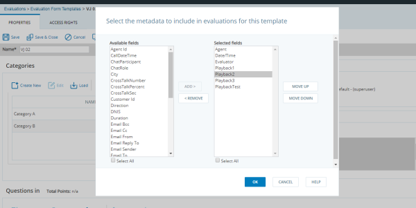 Select Metadata To Be Included window